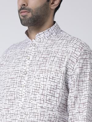 white printed kurta pyjama set - 17335091 - Standard Image - 4