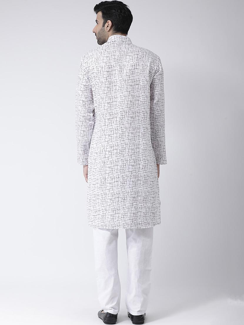 white printed kurta pyjama set - 17335091 - Zoom Image - 3