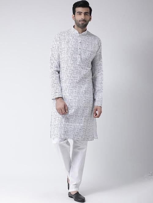 white printed kurta pyjama set - 17335092 - Standard Image - 1