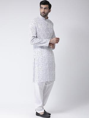 white printed kurta pyjama set - 17335092 - Standard Image - 2