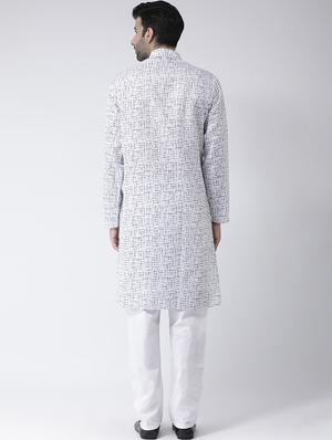 white printed kurta pyjama set - 17335092 - Standard Image - 3