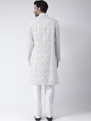 white printed kurta pyjama set - 17335093 - Standard Image - 3