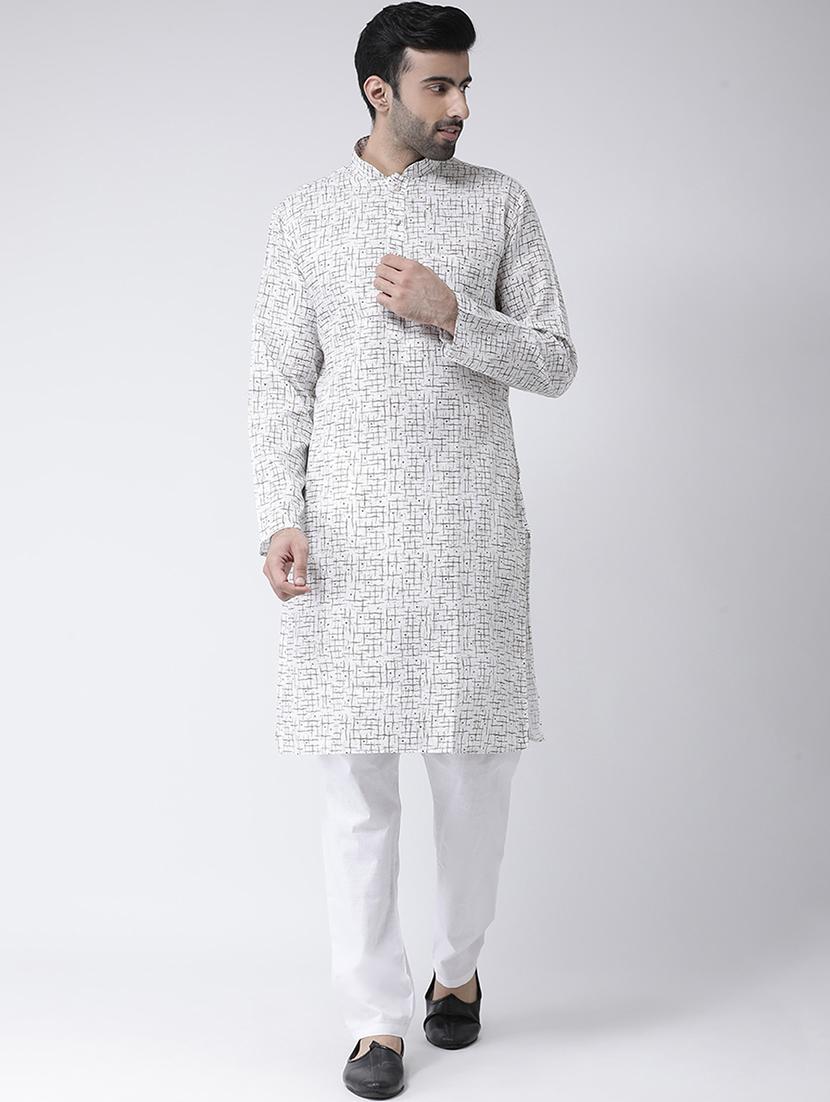 white printed kurta pyjama set - 17335093 - Zoom Image - 1