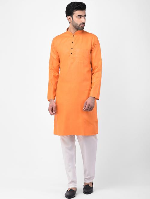 orange solid kurta pyjama set - 17335096 - Standard Image - 1