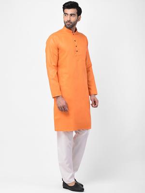 orange solid kurta pyjama set - 17335096 - Standard Image - 2