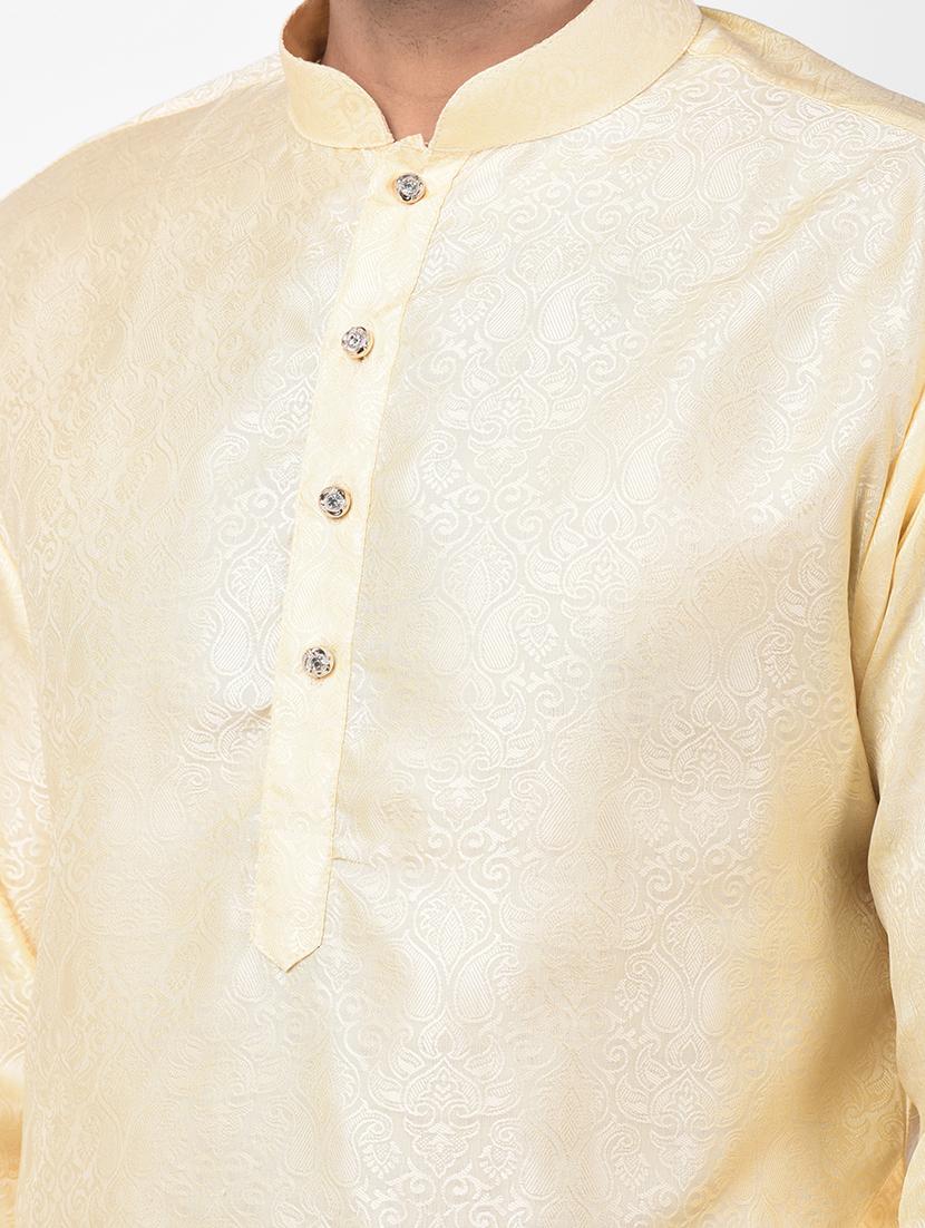 beige jacquard kurta pyjama set - 17335098 - Zoom Image - 5