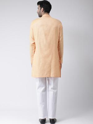 peach solid asymmetric kurta pyjama set - 17335102 - Standard Image - 3