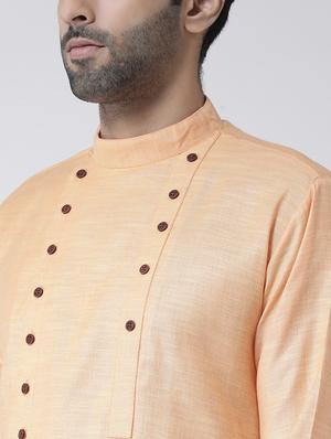 peach solid asymmetric kurta pyjama set - 17335102 - Standard Image - 4