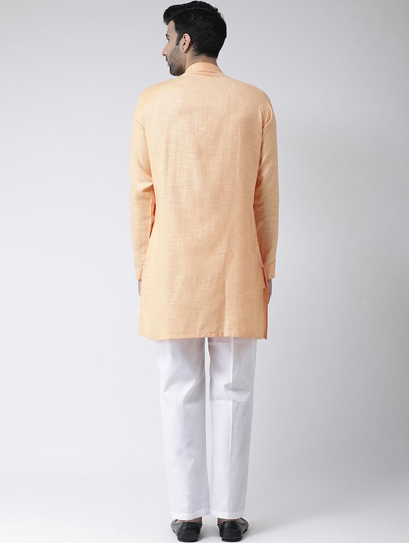 peach solid asymmetric kurta pyjama set - 17335102 - Zoom Image - 3