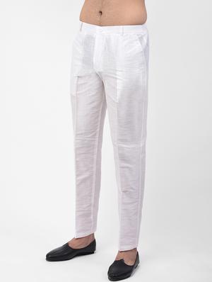 white solid kurta pyjama set with maroon floral print nehru jacket - 17335116 - Standard Image - 5