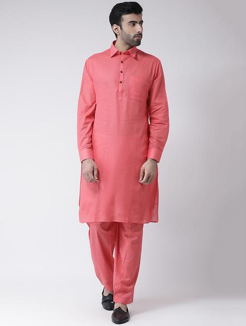 peach solid pathani set - 17335131 - Standard Image - 1