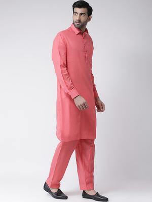 peach solid pathani set - 17335131 - Standard Image - 2