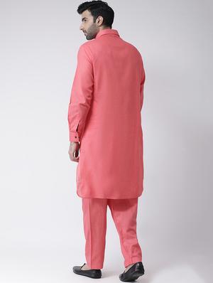 peach solid pathani set - 17335131 - Standard Image - 3