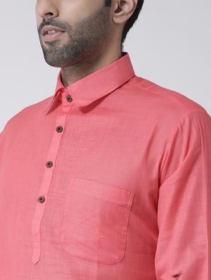 peach solid pathani set - 17335131 - Standard Image - 4