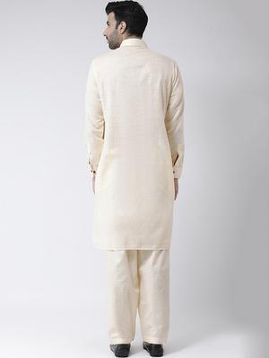 beige solid pathani set - 17335132 - Standard Image - 3