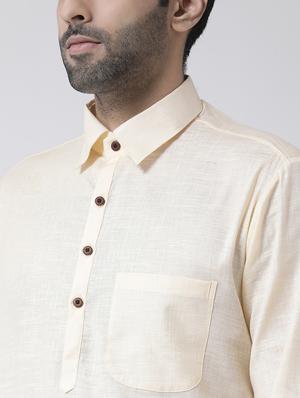 beige solid pathani set - 17335132 - Standard Image - 4