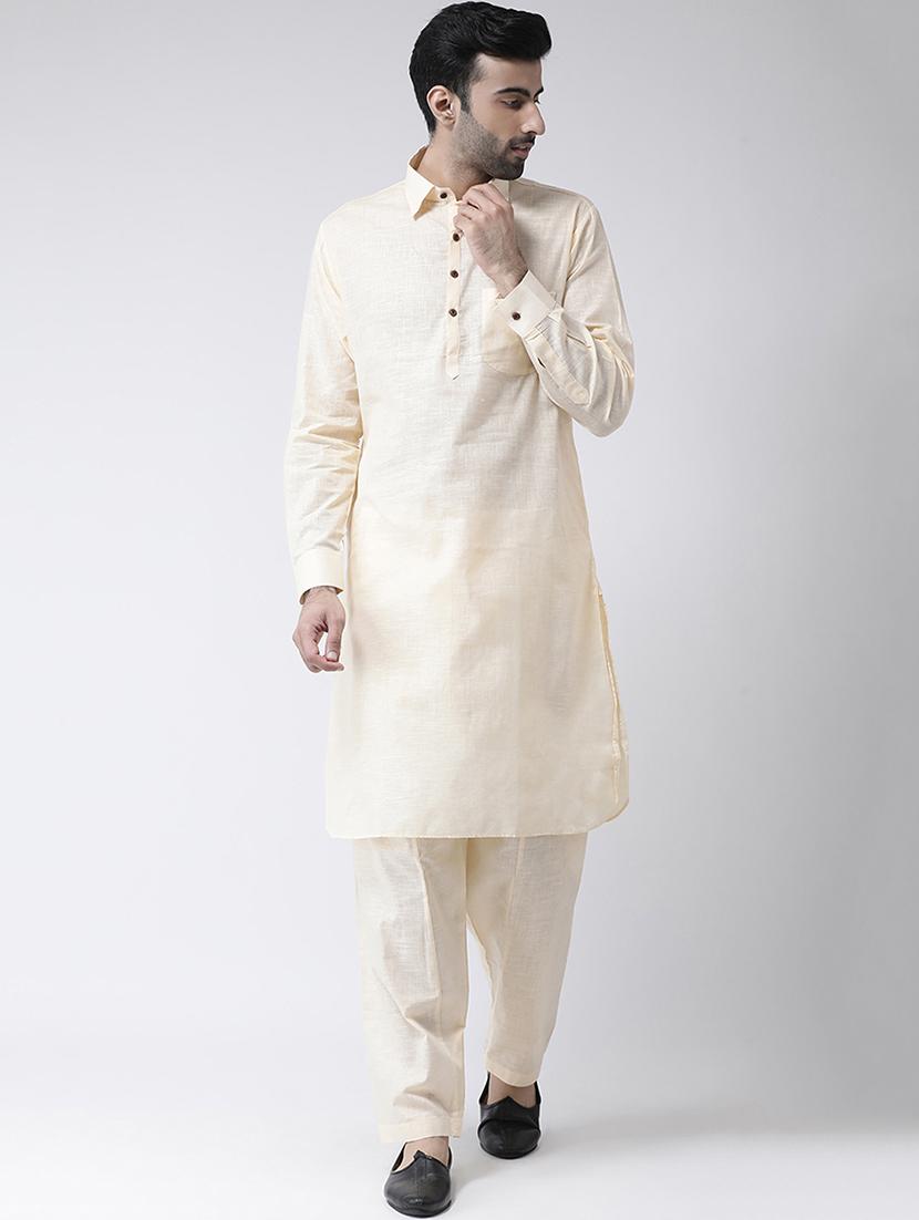 beige solid pathani set - 17335132 - Zoom Image - 1