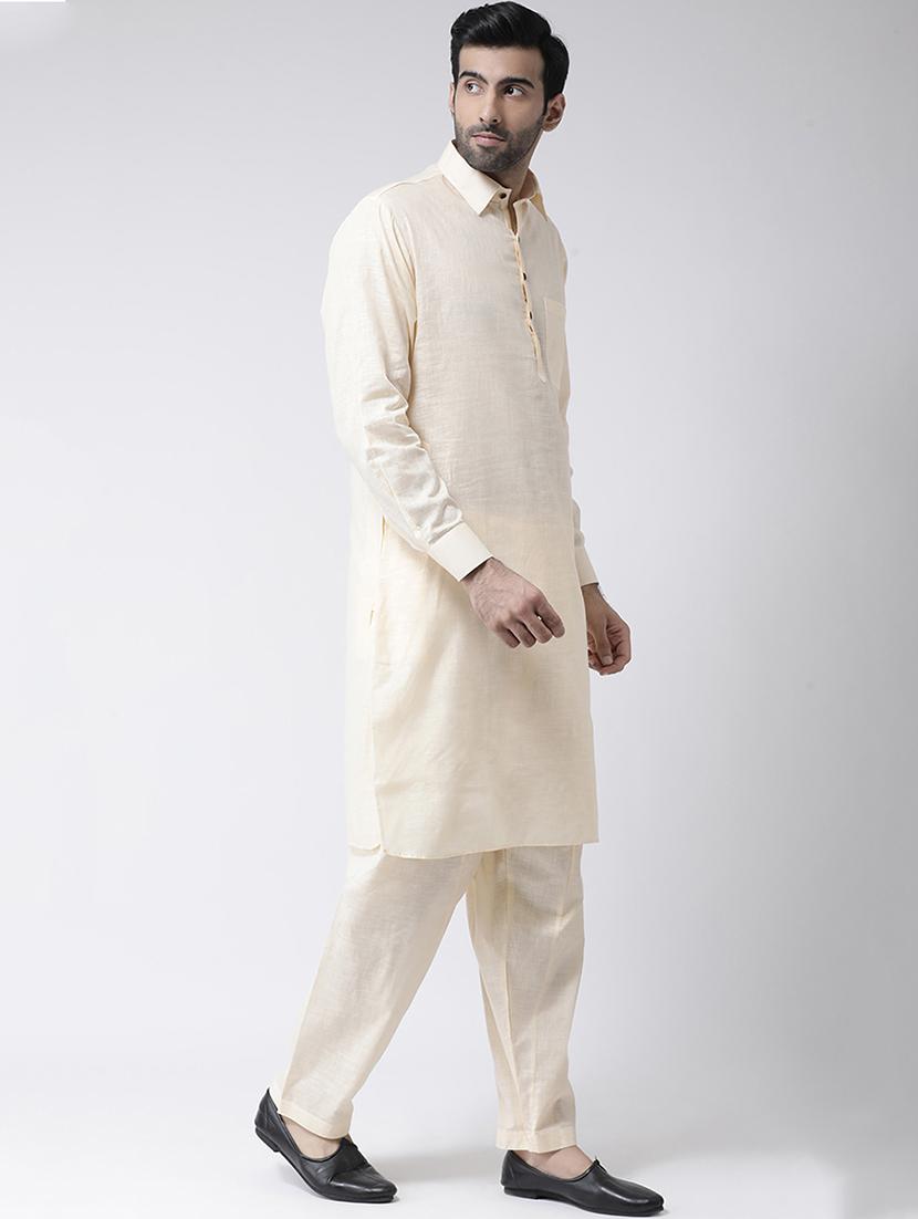 beige solid pathani set - 17335132 - Zoom Image - 2