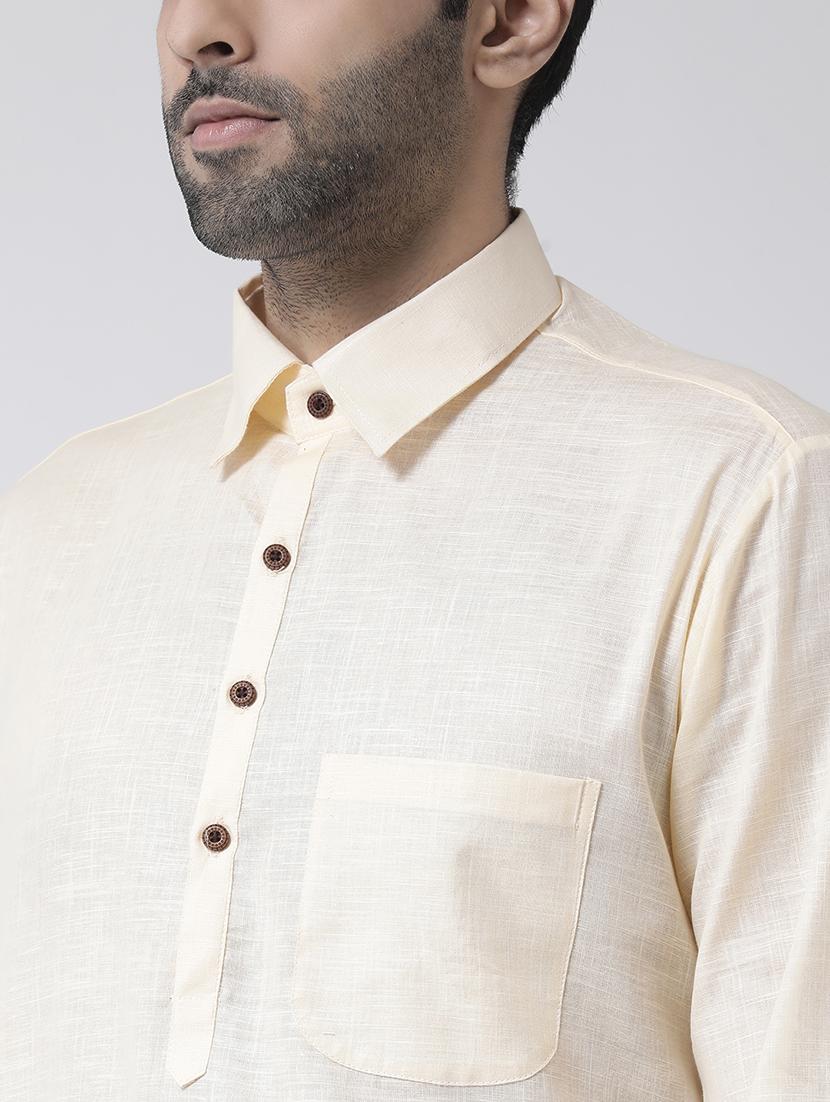 beige solid pathani set - 17335132 - Zoom Image - 4