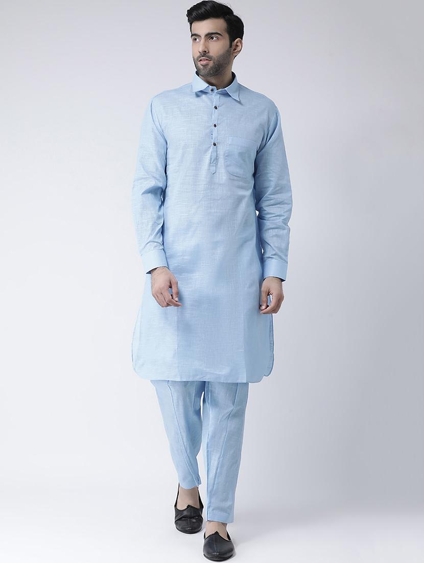 light blue solid pathani set - 17335133 - Zoom Image - 1
