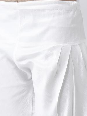 white solid kurta pyjama set with jacquard nehru jacket - 17335140 - Standard Image - 5