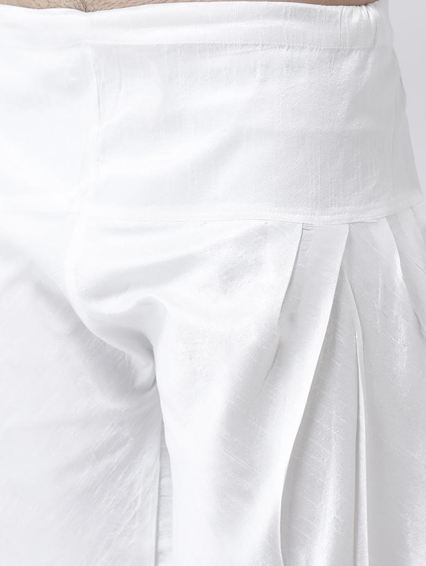 white solid kurta pyjama set with jacquard nehru jacket - 17335140 - Zoom Image - 5