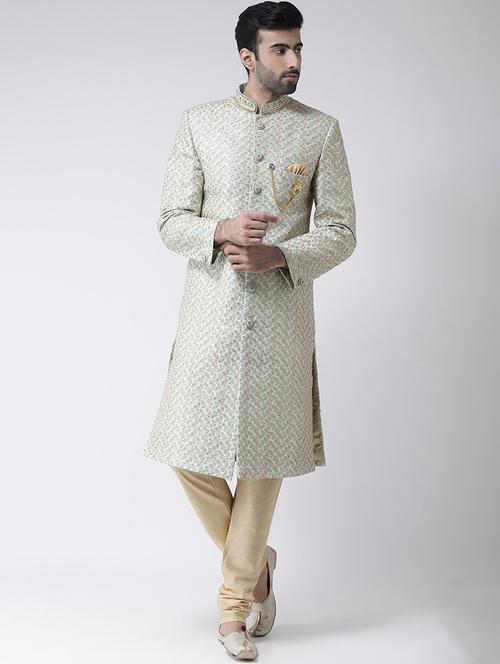 mint green embroidered sherwani set - 17335145 - Very Small Image - 1