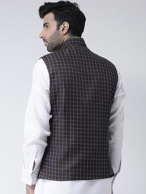 purple checkered nehru jacket - 17335171 - Standard Image - 3