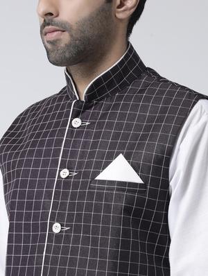 purple checkered nehru jacket - 17335171 - Standard Image - 5