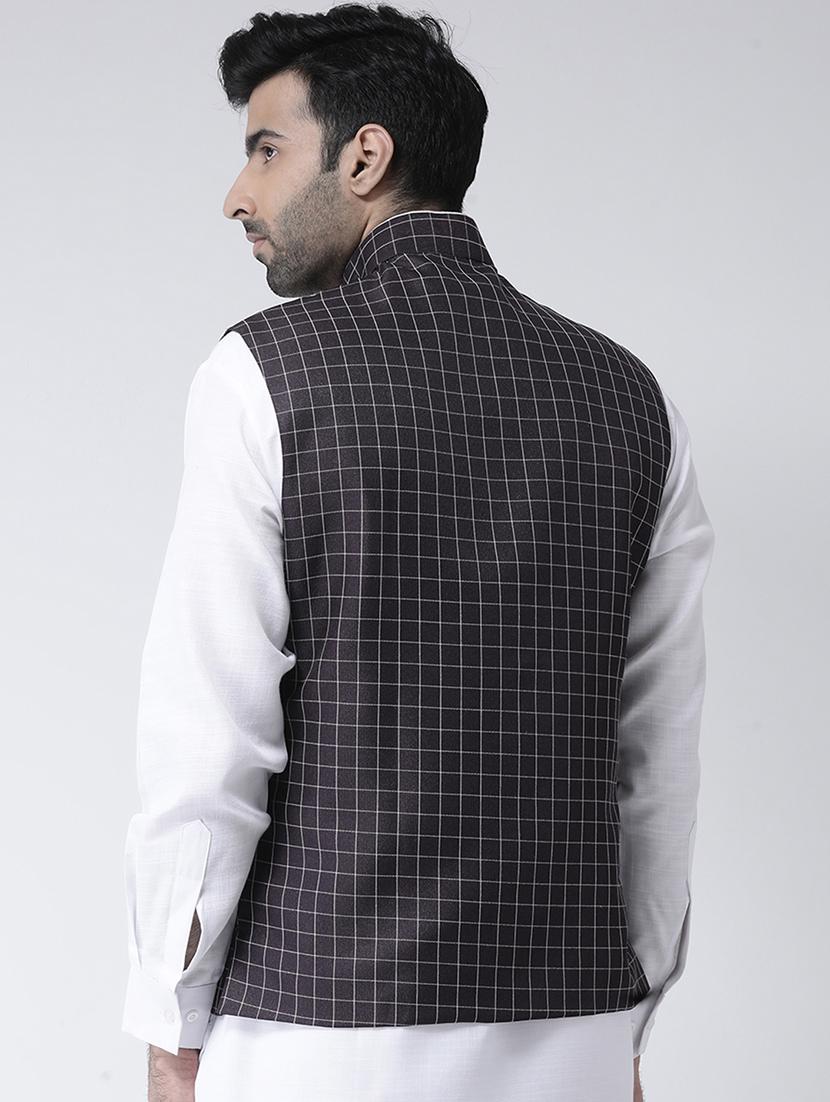 purple checkered nehru jacket - 17335171 - Zoom Image - 3