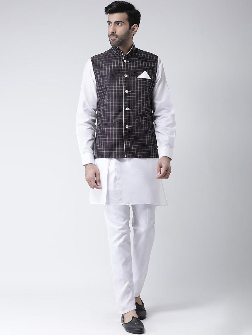 purple checkered nehru jacket - 17335171 - Zoom Image - 4