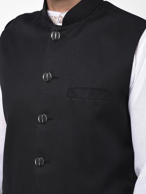 black solid nehru jacket - 17335172 - Standard Image - 5