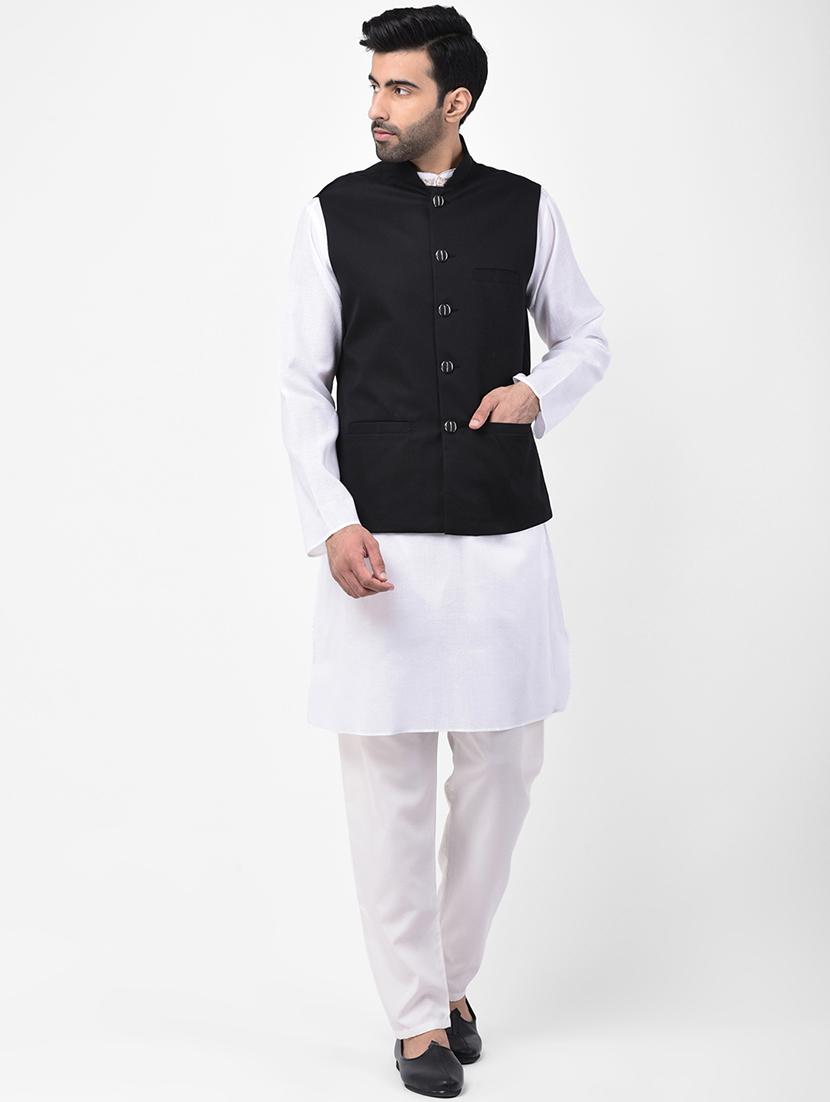 black solid nehru jacket - 17335172 - Zoom Image - 4