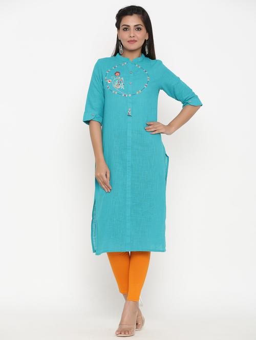 embroidered straight kurta - 17335272 - Standard Image - 1