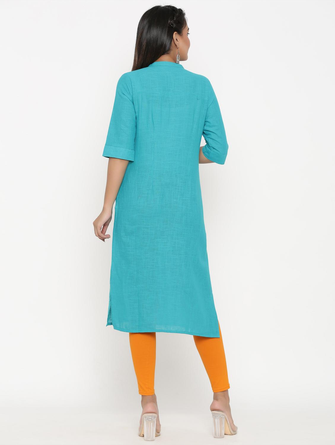embroidered straight kurta - 17335272 - Zoom Image - 3