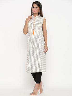 checkered straight kurta - 17335274 - Standard Image - 2