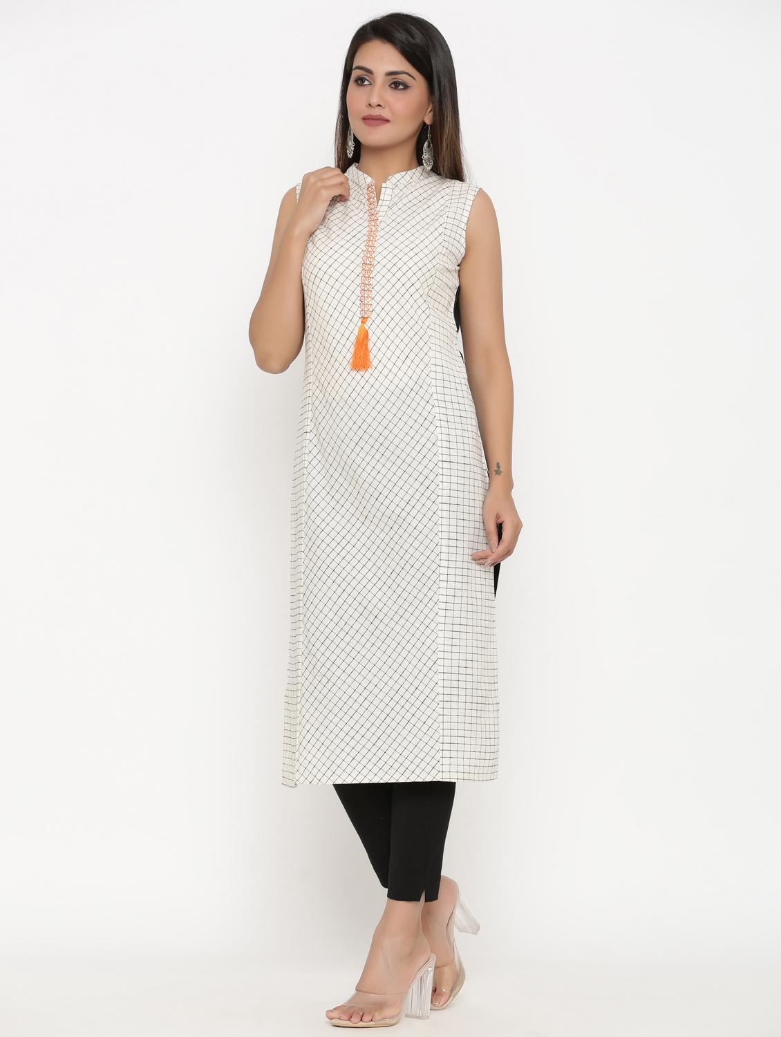 checkered straight kurta - 17335274 - Zoom Image - 2