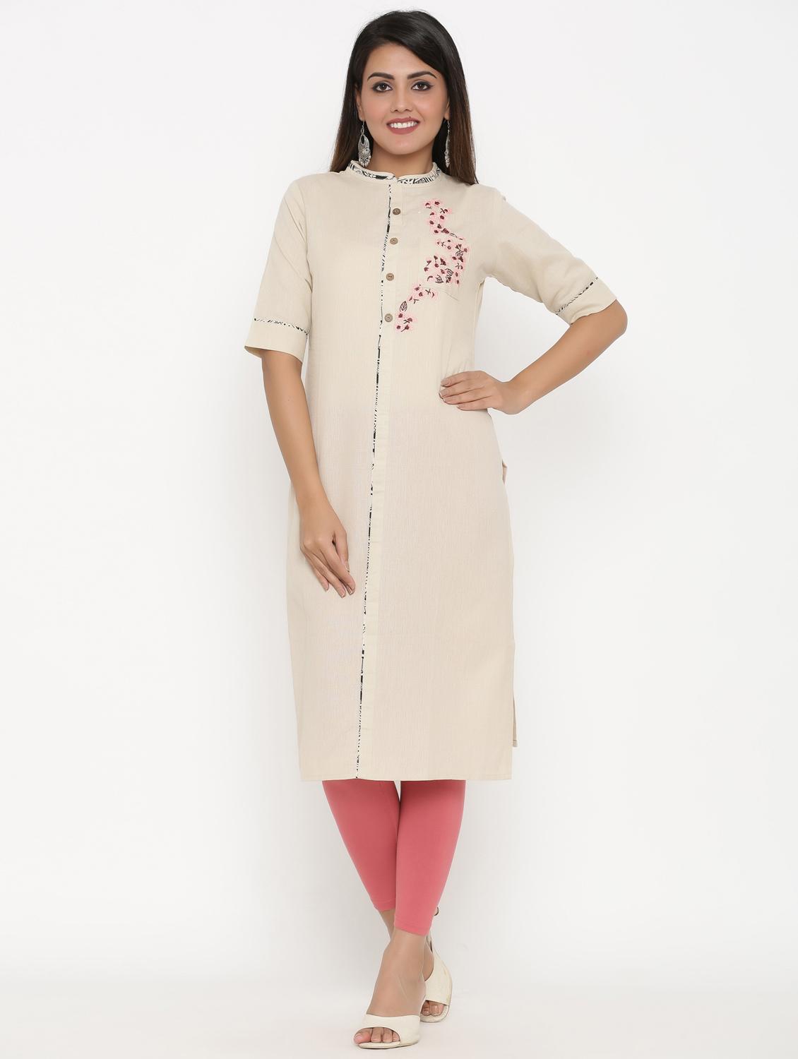 embroidered straight kurta - 17335276 - Zoom Image - 1