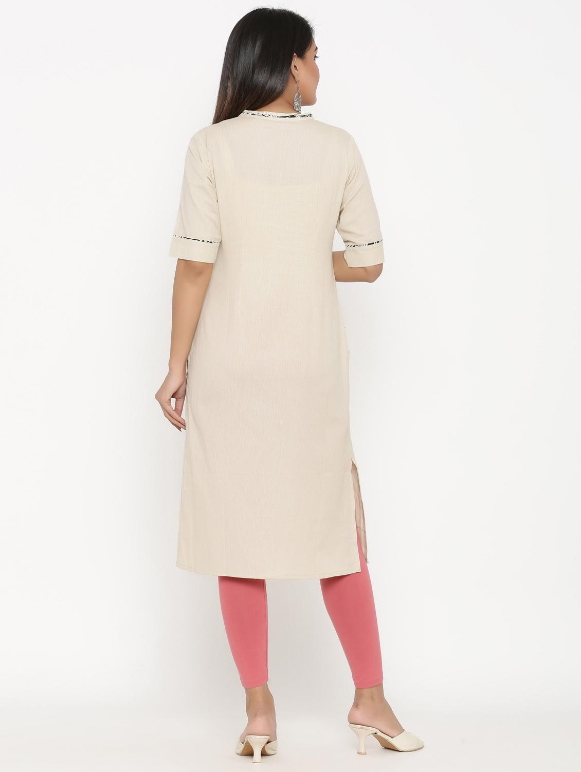 embroidered straight kurta - 17335276 - Zoom Image - 3