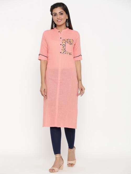 embroidered straight kurta - 17335277 - Standard Image - 1