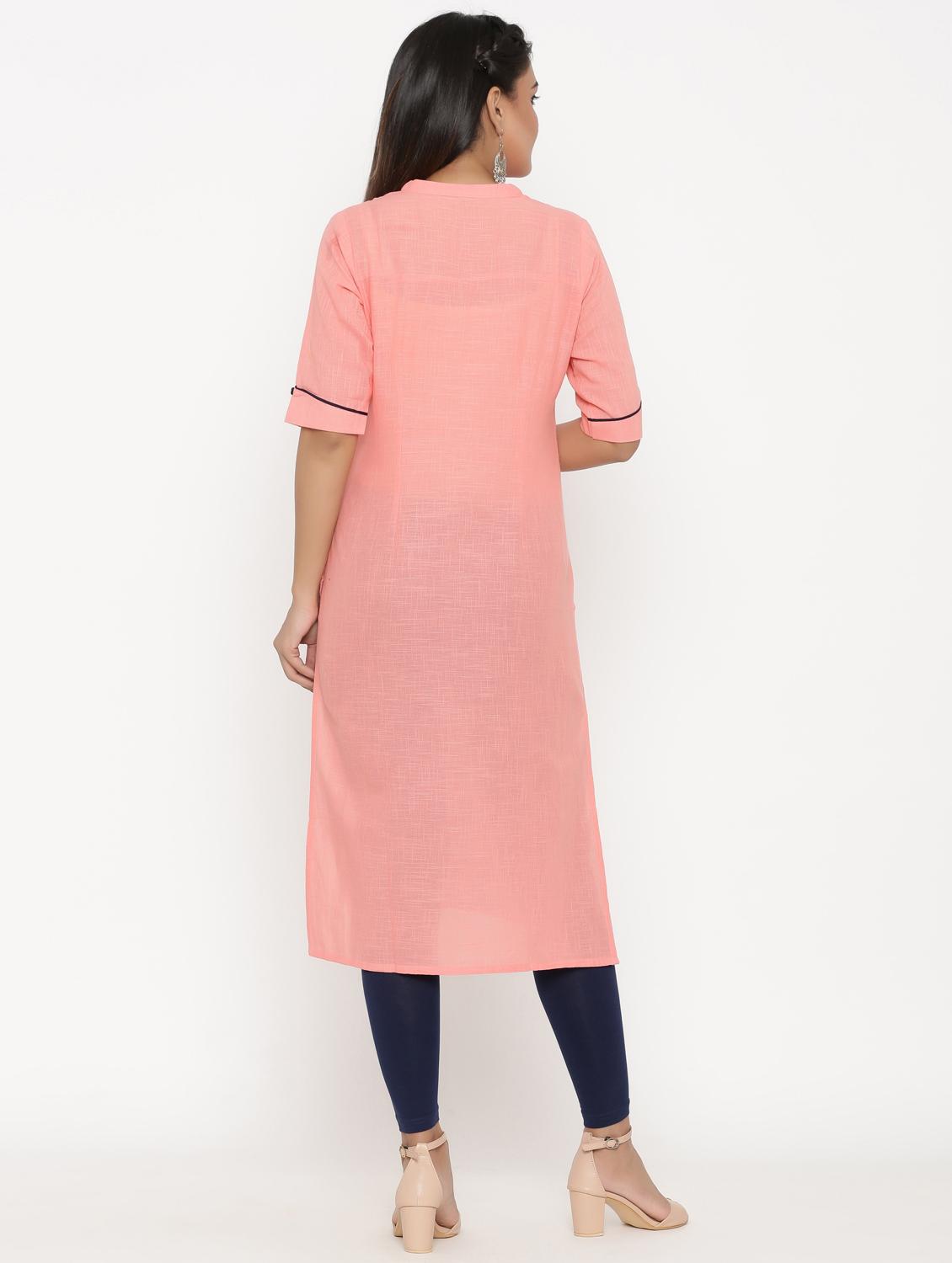 embroidered straight kurta - 17335277 - Zoom Image - 3