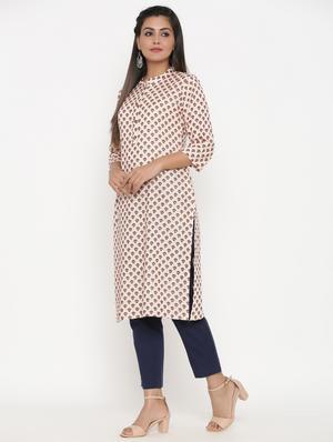 gold print straight kurta - 17335286 - Standard Image - 2