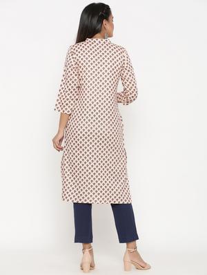 gold print straight kurta - 17335286 - Standard Image - 3