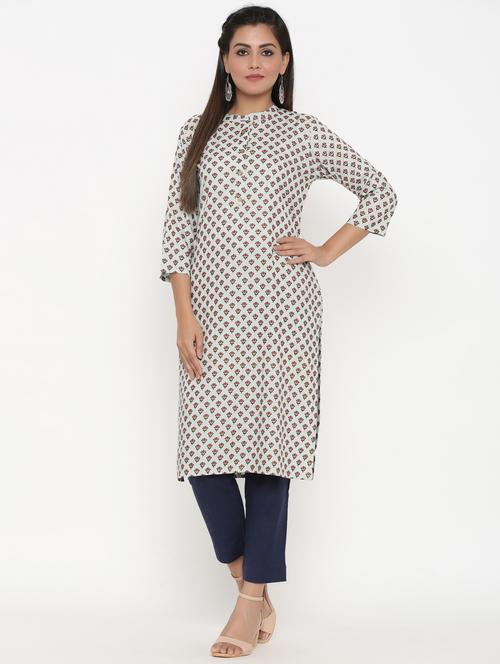 gold print straight kurta - 17335288 - Standard Image - 1