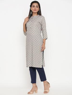gold print straight kurta - 17335288 - Standard Image - 2