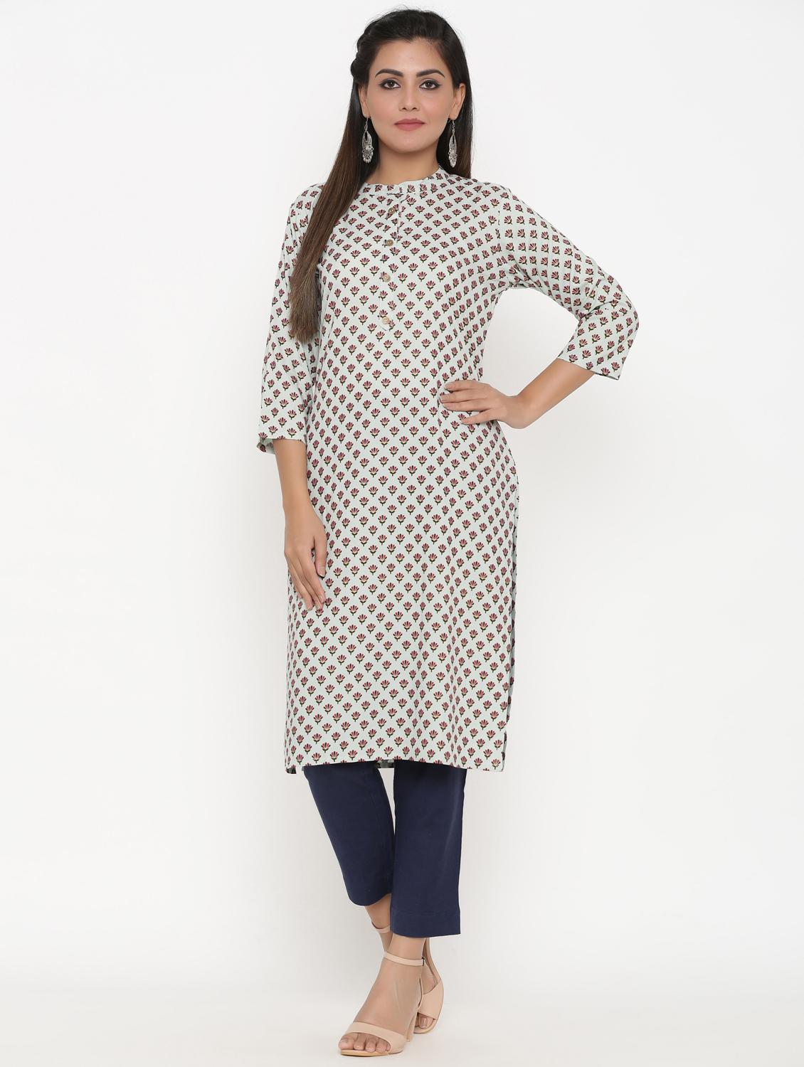 gold print straight kurta - 17335288 - Zoom Image - 1