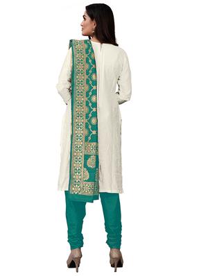white cotton churidaar suits unstitched suit - 17335337 - Standard Image - 3
