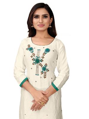 white cotton churidaar suits unstitched suit - 17335337 - Standard Image - 4