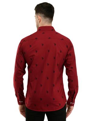 maroon printed casual shirt with face mask - 17335424 - Standard Image - 3
