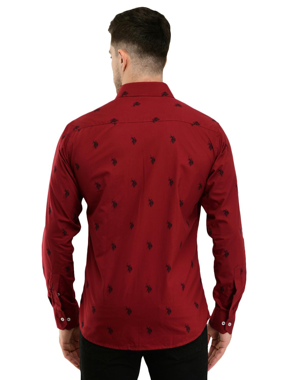 maroon printed casual shirt with face mask - 17335424 - Zoom Image - 3